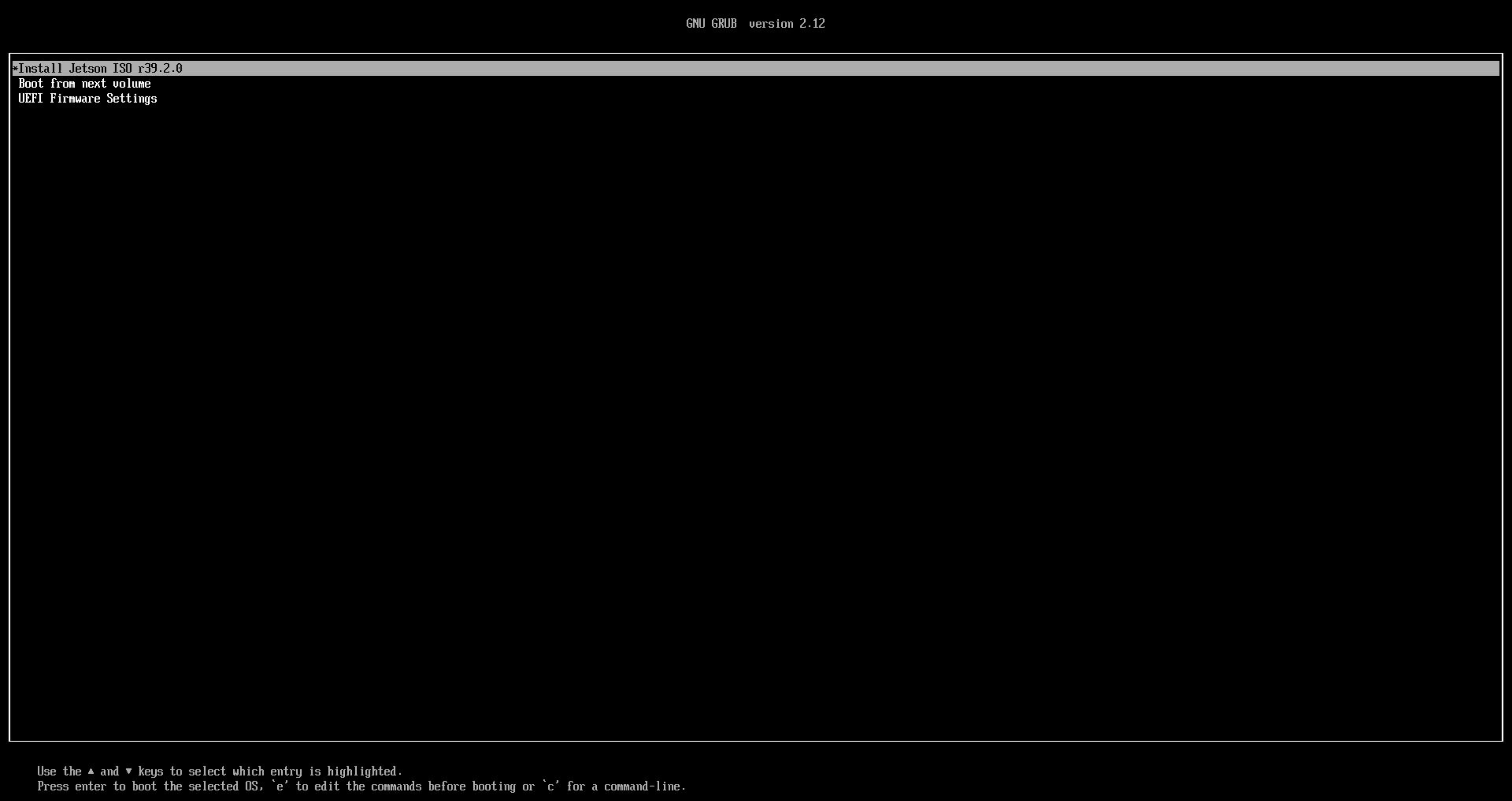Jetson ISO GRUB menu
