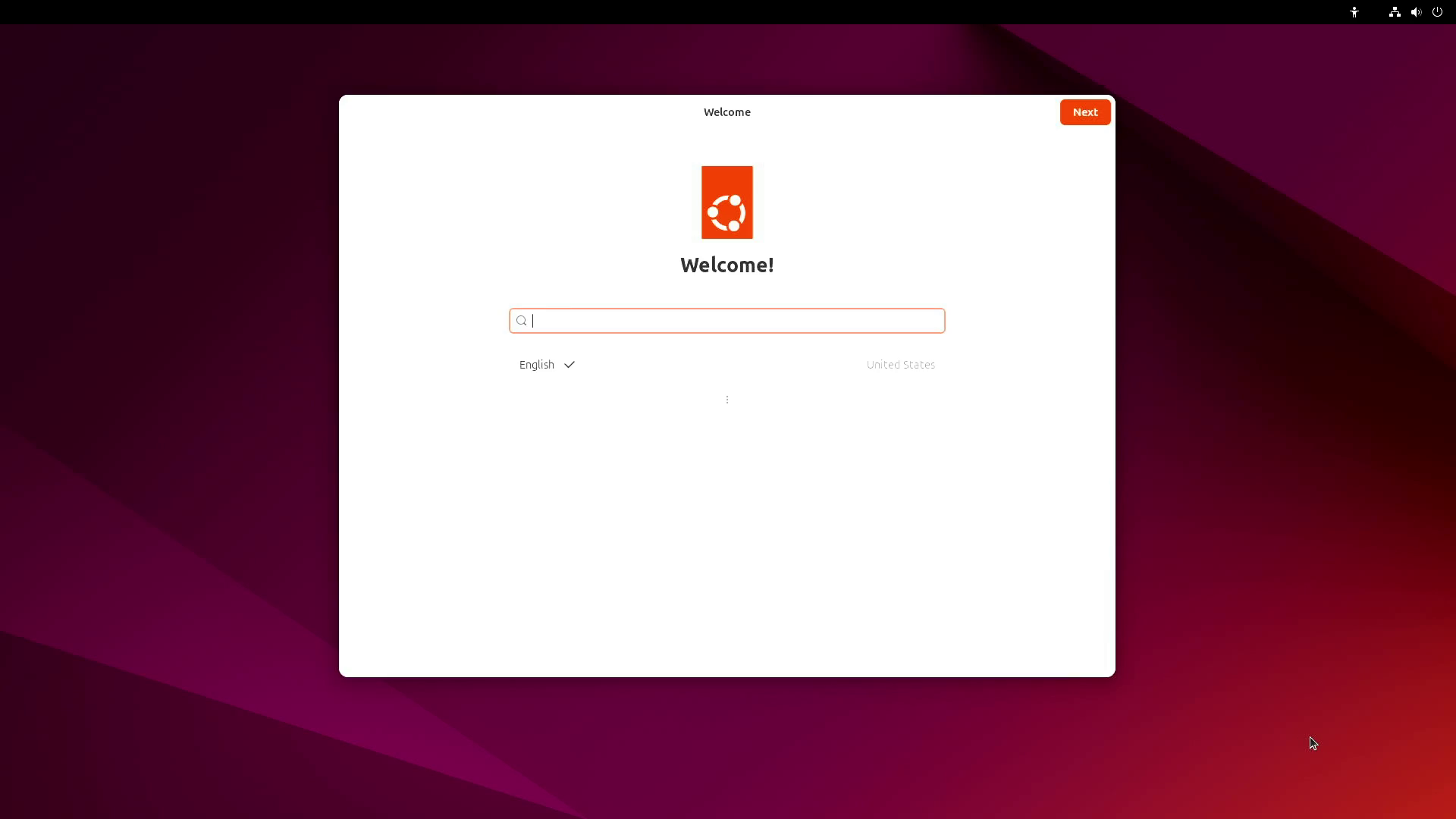 oem-config welcome screen after the update