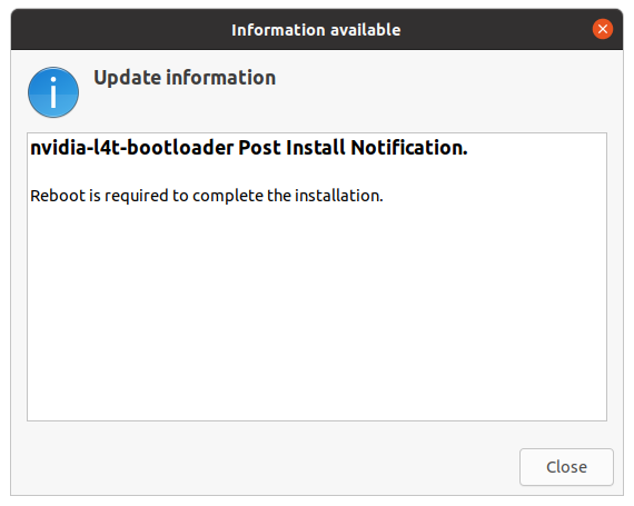 Bootloader update notification on the Jetson Linux desktop
